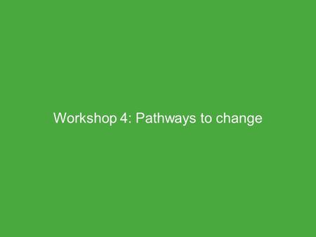 Pathways to change Day 2, Informing Changes Workshop 4: Pathways to change.