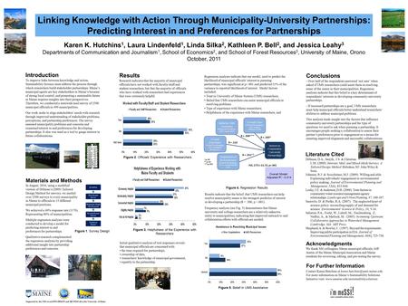 Linking Knowledge with Action Through Municipality-University Partnerships: Predicting Interest in and Preferences for Partnerships Introduction To improve.