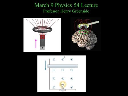 March 9 Physics 54 Lecture Professor Henry Greenside.