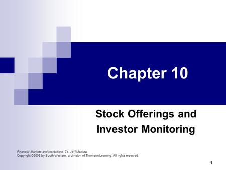 Stock Offerings and Investor Monitoring