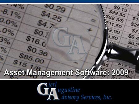 EdgeTech Analytics ASSET MANAGEMENT SOFTWARE: 2008.