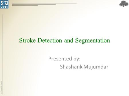 IIIT Hyderabad Stroke Detection and Segmentation Presented by: Shashank Mujumdar.