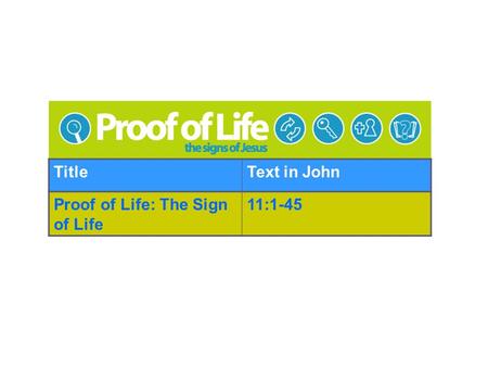 TitleText in John Proof of Life: The Sign of Life 11:1-45.