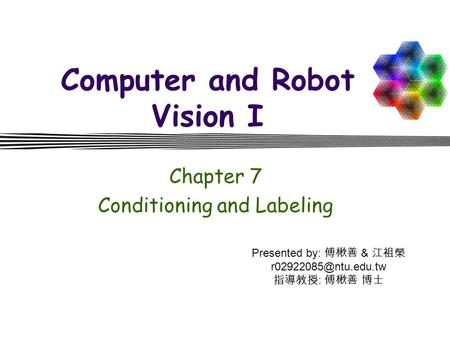 Computer and Robot Vision I Chapter 7 Conditioning and Labeling Presented by: 傅楸善 & 江祖榮 指導教授 : 傅楸善 博士.