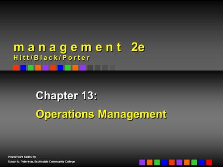 PowerPoint slides by Susan A. Peterson, Scottsdale Community College PowerPoint slides by Susan A. Peterson, Scottsdale Community College Chapter 13: Operations.