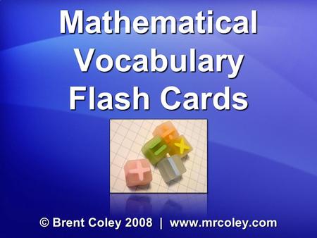 Mathematical Vocabulary Flash Cards