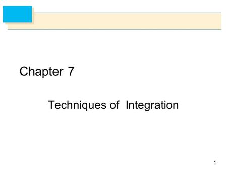 Techniques of Integration