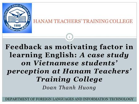 HANAM TEACHERS’ TRAINING COLLEGE