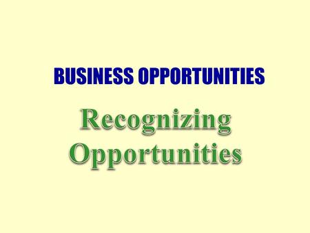 BUSINESS OPPORTUNITIES