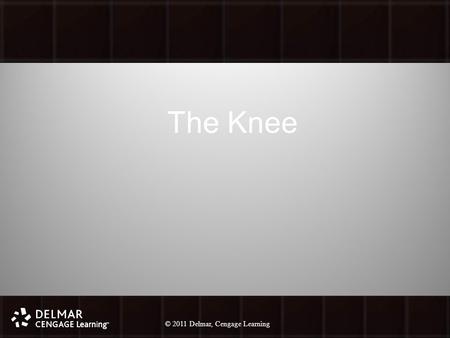 © 2010 Delmar, Cengage Learning 1 © 2011 Delmar, Cengage Learning The Knee.