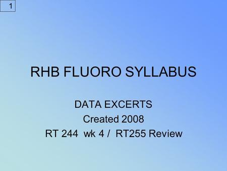 DATA EXCERTS Created 2008 RT 244 wk 4 / RT255 Review