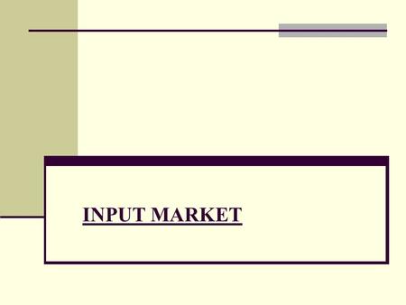 INPUT MARKET.