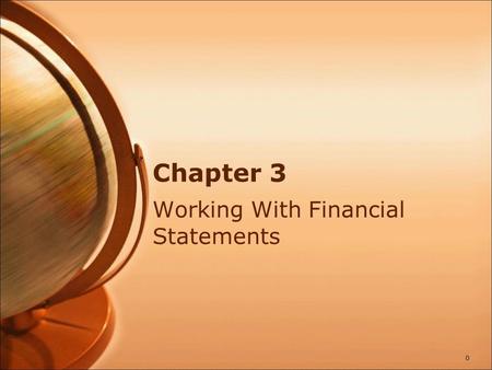 Chapter 3 Working With Financial Statements 0. Standardized Financial Statements Common-Size Balance Sheets Compute all accounts as a percent of total.