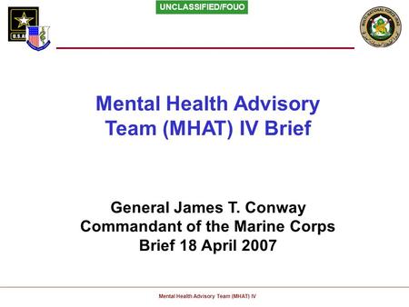 Mental Health Advisory Commandant of the Marine Corps