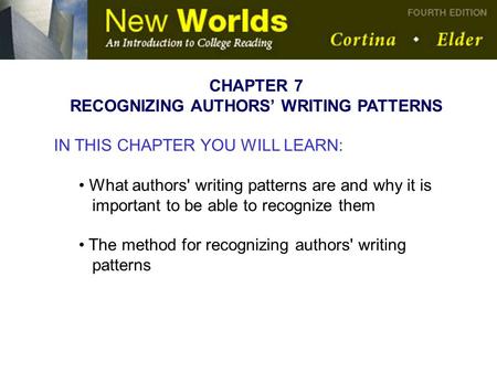 RECOGNIZING AUTHORS’ WRITING PATTERNS