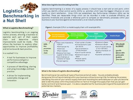 Logistics Benchmarking in a Nut Shell What is Logistics Benchmarking? Logistics benchmarking is an ongoing review process, allowing a business to appraise.