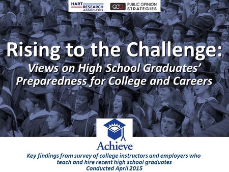 Rising to the Challenge: Views on High School Graduates’ Preparedness for College and Careers Rising to the Challenge: Views on High School Graduates’