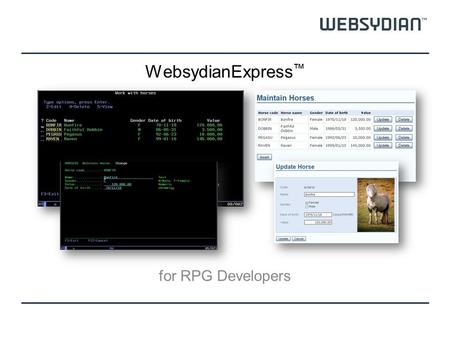 WebsydianExpress ™ for RPG Developers. Presenter Niels P. Sorensen Product Manager, Websydian Lead Architect Developer for many years in languages like.