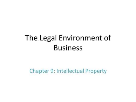 The Legal Environment of Business