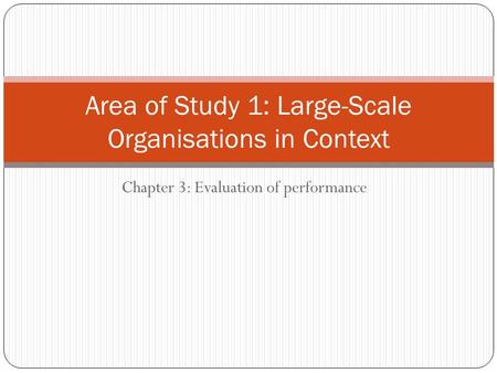 Area of Study 1: Large-Scale Organisations in Context