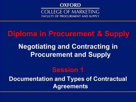 Diploma in Procurement & Supply