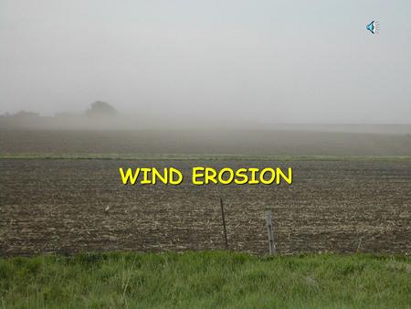 WIND EROSION Mechanisms Saltation serious if v > 21 0.3 m 0.1 to 0.5 mm Suspension dust storms can transport dust across continents (as happened.