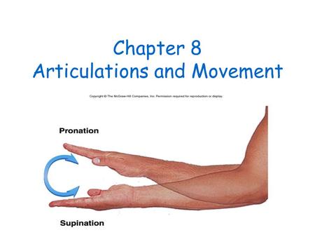 Chapter 8 Articulations and Movement. Articulations or Joints Articulation or Joint –Place where two bones come together –Freely moveable to limited to.