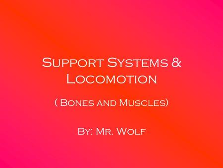 Support Systems & Locomotion