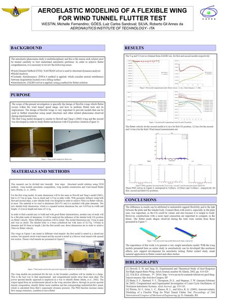 AEROELASTIC MODELING OF A FLEXIBLE WING FOR WIND TUNNEL FLUTTER TEST WESTIN, Michelle Fernandino; GÓES, Luiz Carlos Sandoval; SILVA, Roberto Gil Annes.