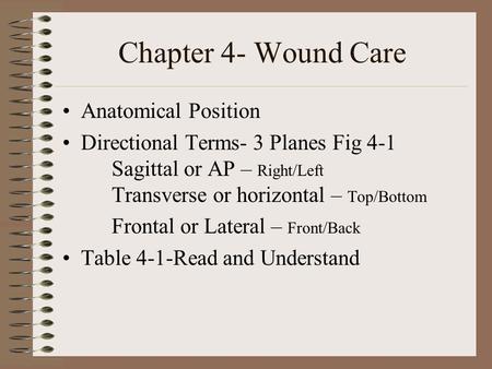 Chapter 4- Wound Care Anatomical Position