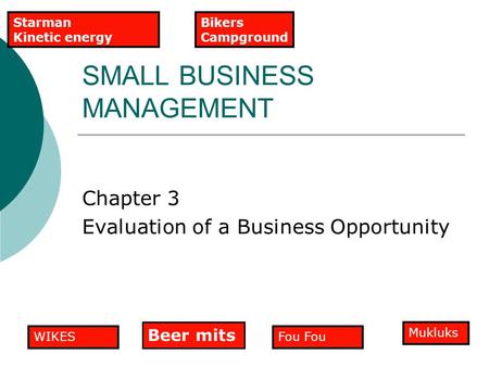 SMALL BUSINESS MANAGEMENT