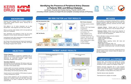 Identifying the Presence of Peripheral Artery Disease in Patients With and Without Diabetes Lori Brown, PharmD and Charles Herring, PharmD, BCPS, CPP University.