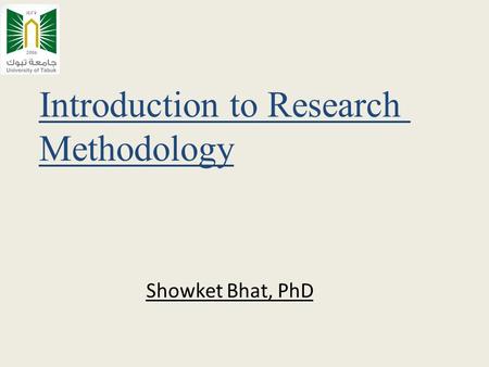 Introduction to Research Methodology