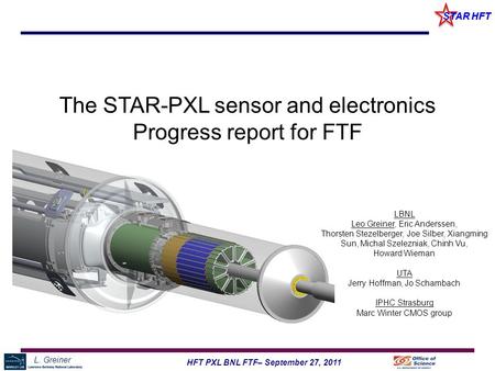 L. Greiner 1HFT PXL BNL FTF– September 27, 2011 STAR HFT LBNL Leo Greiner, Eric Anderssen, Thorsten Stezelberger, Joe Silber, Xiangming Sun, Michal Szelezniak,