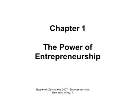 Chapter 1 The Power of Entrepreneurship