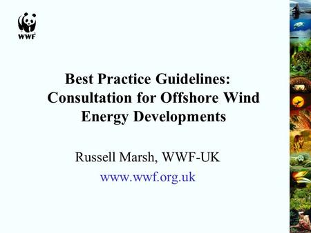 Best Practice Guidelines: Consultation for Offshore Wind Energy Developments Russell Marsh, WWF-UK www.wwf.org.uk.