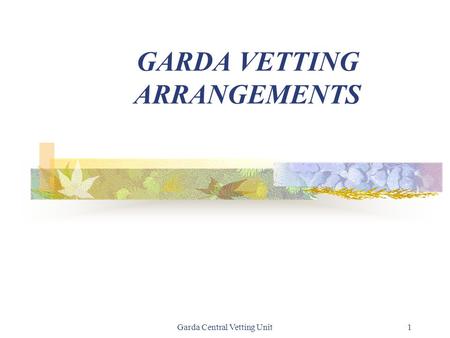 Garda Central Vetting Unit1 GARDA VETTING ARRANGEMENTS.