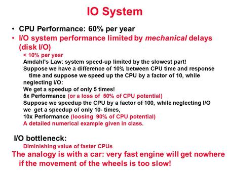 IO System CPU Performance: 60% per year