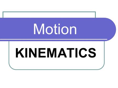 Motion KINEMATICS.