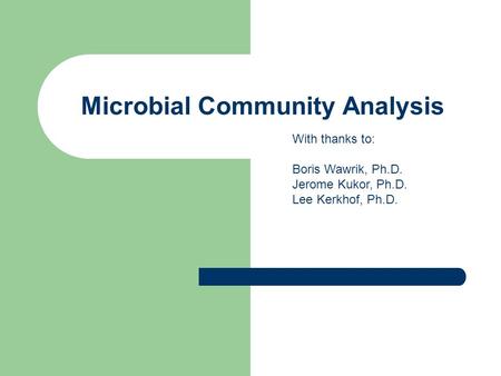 Microbial Community Analysis