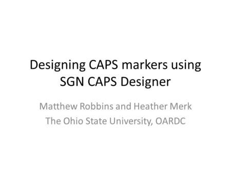 Designing CAPS markers using SGN CAPS Designer