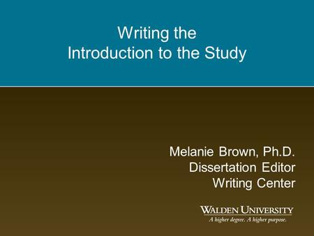 Writing the Introduction to the Study