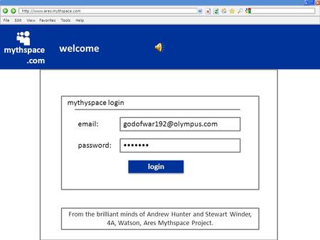 mythspace.com File Edit View Favorites Tools Help mythyspace login    password: login.