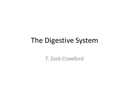 The Digestive System T. Zack Crawford. Function of the Digestive System To break down large food molecules into smaller ones the body can use such as.