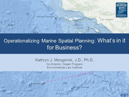 Operationalizing Marine Spatial Planning: What’s in it for Business? Kathryn J. Mengerink, J.D., Ph.D. Co-Director, Ocean Program Environmental Law Institute.