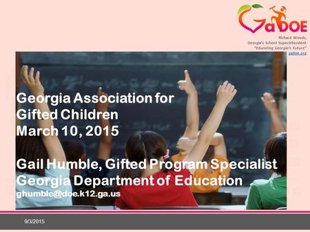 Georgia Association for Gifted Children March 10, 2015