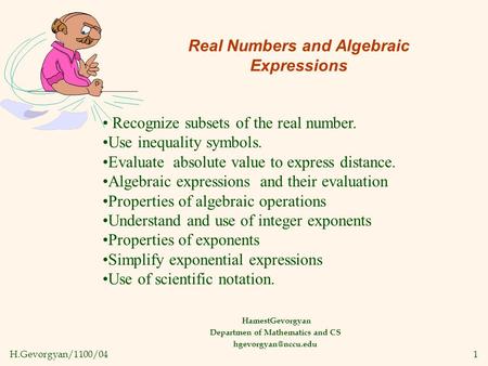 Real Numbers and Algebraic Expressions