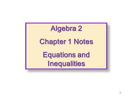 Equations and Inequalities