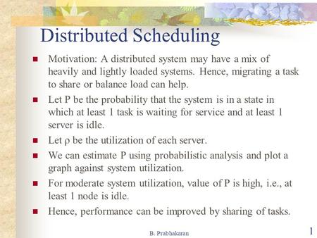 Distributed Scheduling