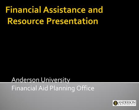 Financial Assistance and Resource Presentation